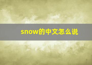 snow的中文怎么说