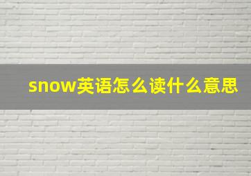 snow英语怎么读什么意思