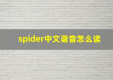 spider中文谐音怎么读