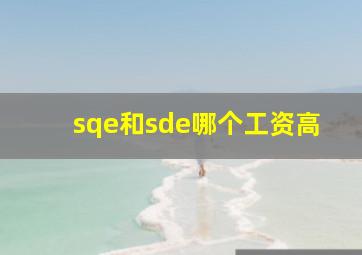 sqe和sde哪个工资高