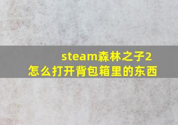 steam森林之子2怎么打开背包箱里的东西