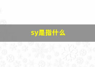 sy是指什么