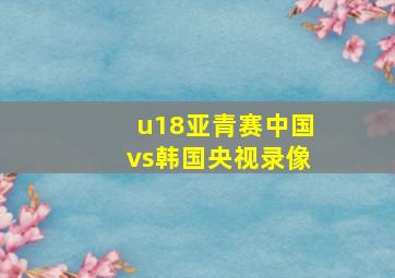 u18亚青赛中国vs韩国央视录像