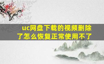 uc网盘下载的视频删除了怎么恢复正常使用不了