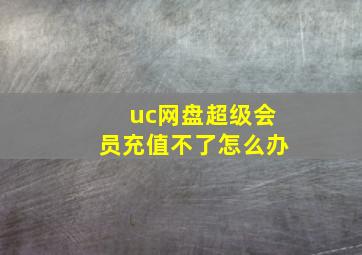 uc网盘超级会员充值不了怎么办