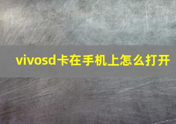 vivosd卡在手机上怎么打开