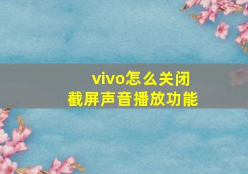 vivo怎么关闭截屏声音播放功能