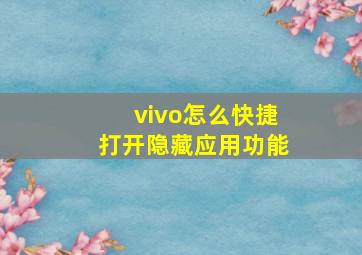 vivo怎么快捷打开隐藏应用功能