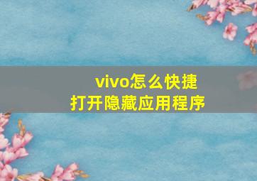 vivo怎么快捷打开隐藏应用程序