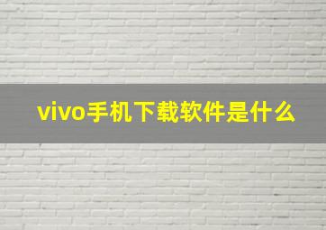 vivo手机下载软件是什么