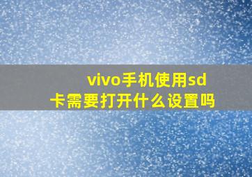 vivo手机使用sd卡需要打开什么设置吗