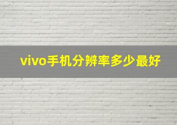 vivo手机分辨率多少最好