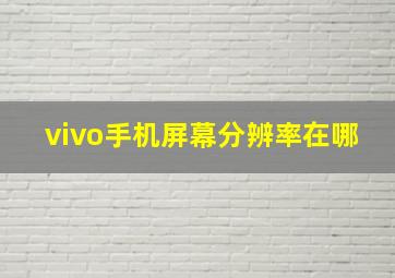 vivo手机屏幕分辨率在哪