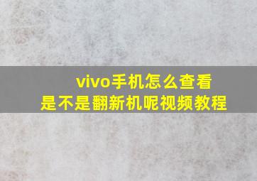 vivo手机怎么查看是不是翻新机呢视频教程