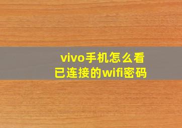 vivo手机怎么看已连接的wifi密码