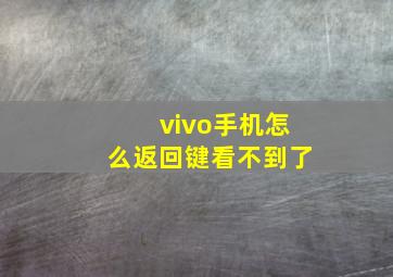 vivo手机怎么返回键看不到了