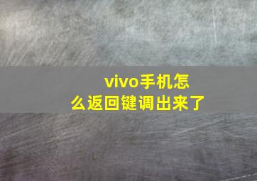 vivo手机怎么返回键调出来了