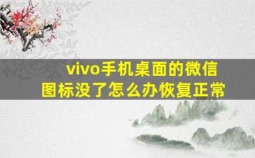 vivo手机桌面的微信图标没了怎么办恢复正常