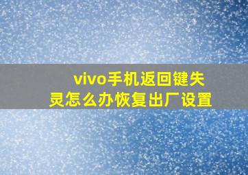 vivo手机返回键失灵怎么办恢复出厂设置