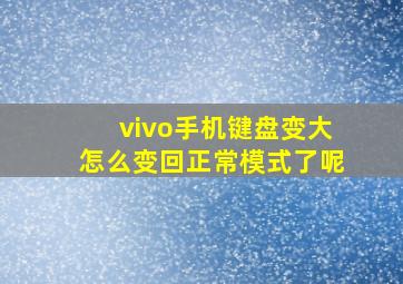 vivo手机键盘变大怎么变回正常模式了呢