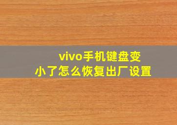 vivo手机键盘变小了怎么恢复出厂设置