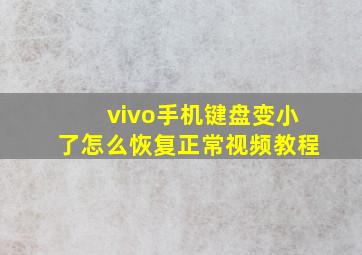 vivo手机键盘变小了怎么恢复正常视频教程