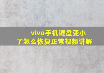 vivo手机键盘变小了怎么恢复正常视频讲解