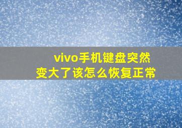 vivo手机键盘突然变大了该怎么恢复正常