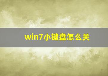 win7小键盘怎么关