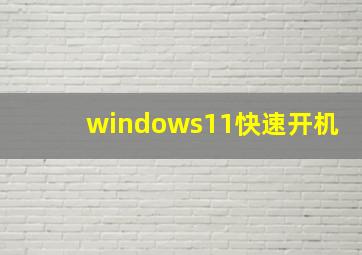 windows11快速开机