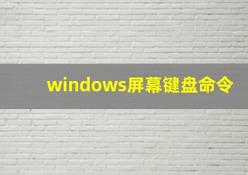 windows屏幕键盘命令