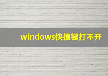 windows快捷键打不开