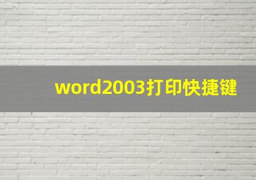 word2003打印快捷键