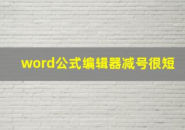 word公式编辑器减号很短