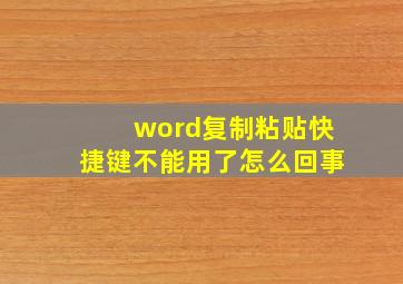 word复制粘贴快捷键不能用了怎么回事