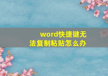 word快捷键无法复制粘贴怎么办