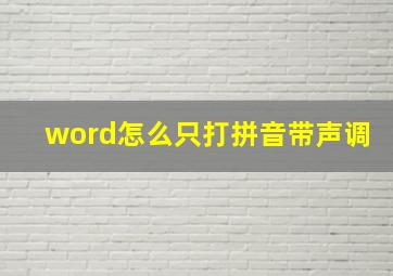 word怎么只打拼音带声调