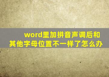 word里加拼音声调后和其他字母位置不一样了怎么办