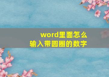 word里面怎么输入带圆圈的数字