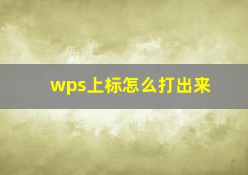 wps上标怎么打出来