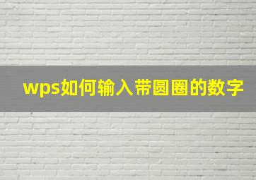 wps如何输入带圆圈的数字