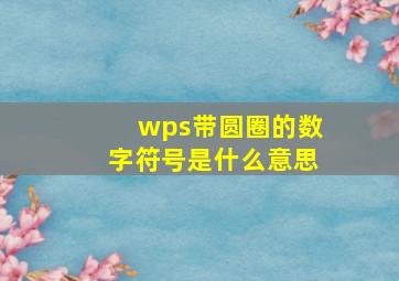 wps带圆圈的数字符号是什么意思