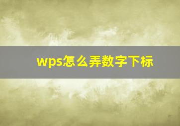 wps怎么弄数字下标