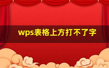 wps表格上方打不了字