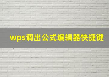 wps调出公式编辑器快捷键