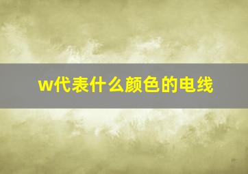 w代表什么颜色的电线