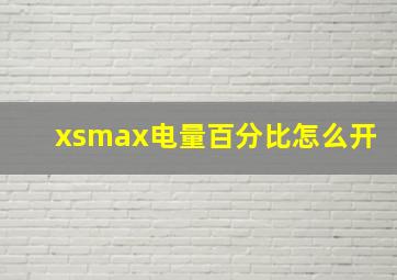 xsmax电量百分比怎么开