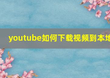 youtube如何下载视频到本地