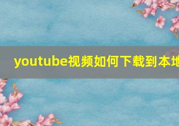 youtube视频如何下载到本地