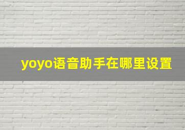 yoyo语音助手在哪里设置